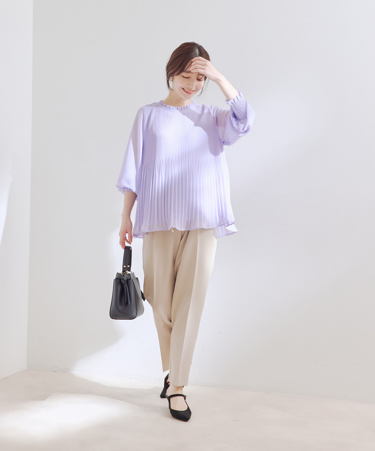 VIS「【洗える】シフォンプリーツブラウス」|シャツ・ブラウス|