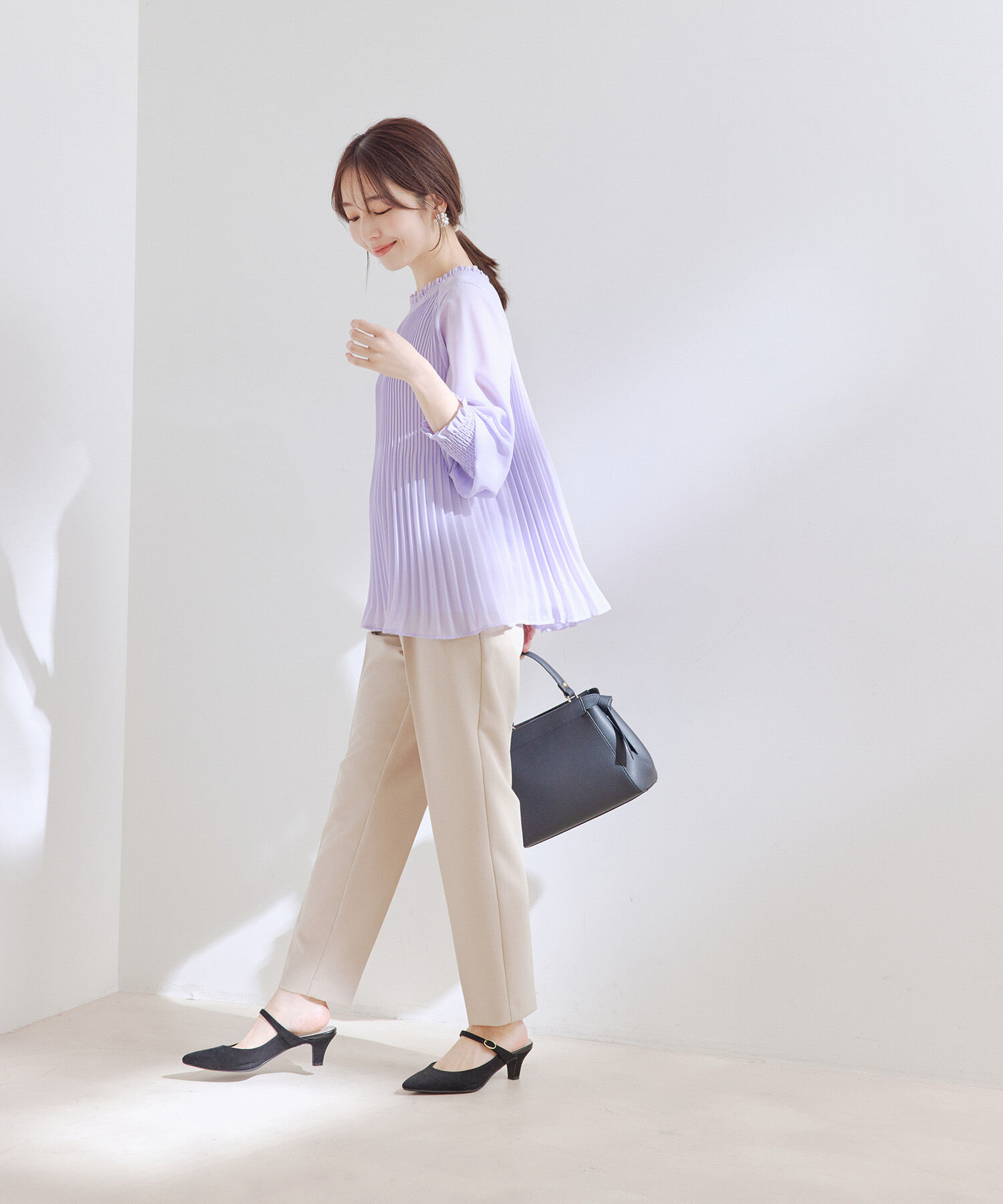 VIS「【洗える】シフォンプリーツブラウス」|シャツ・ブラウス|