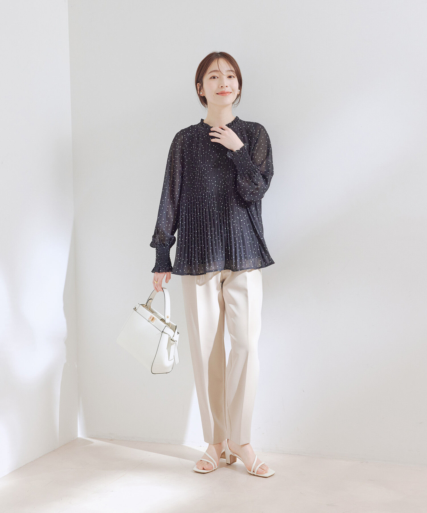 VIS「【洗える】シフォンプリーツブラウス」|シャツ・ブラウス|