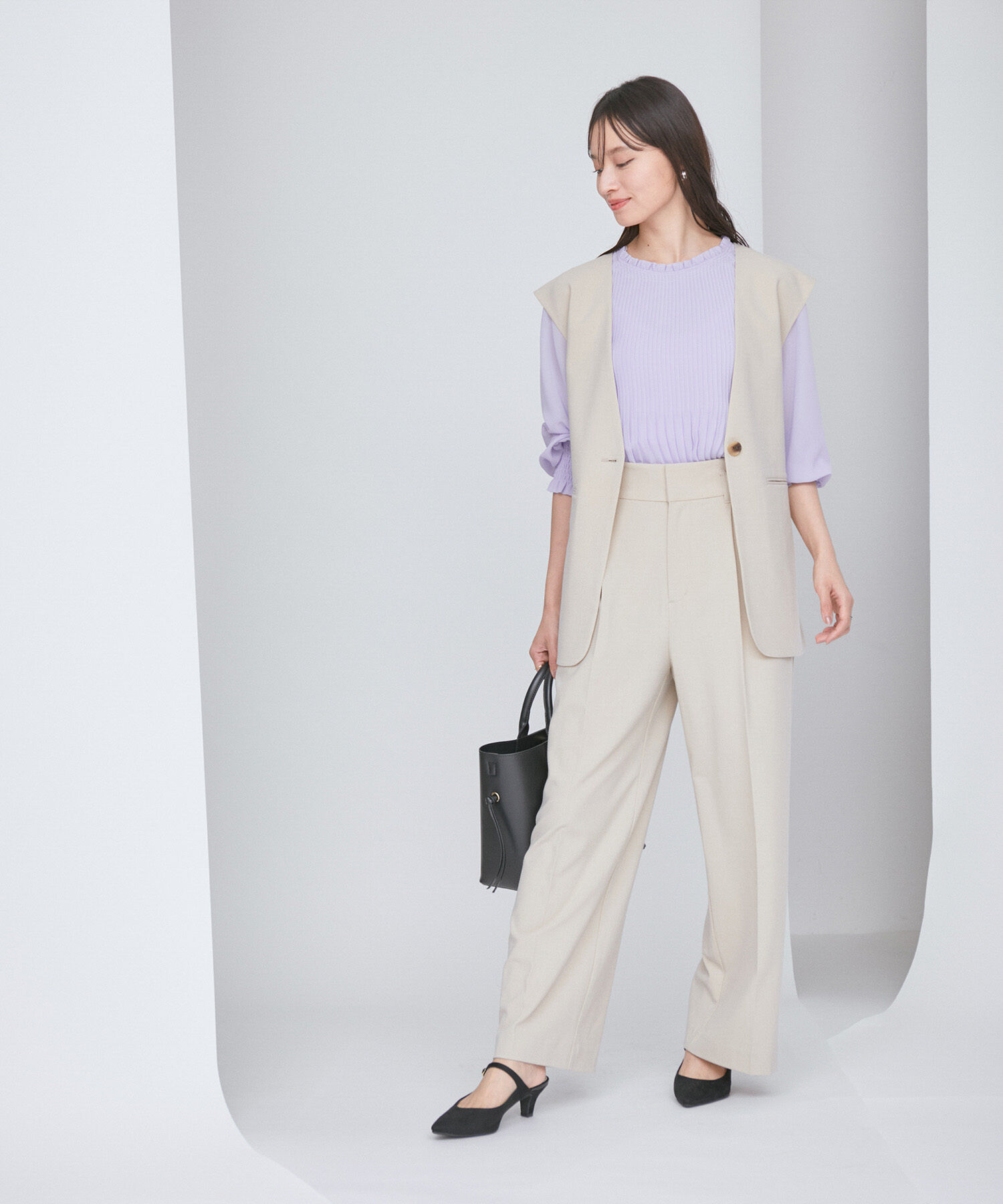 VIS「【洗える】シフォンプリーツブラウス」|シャツ・ブラウス|