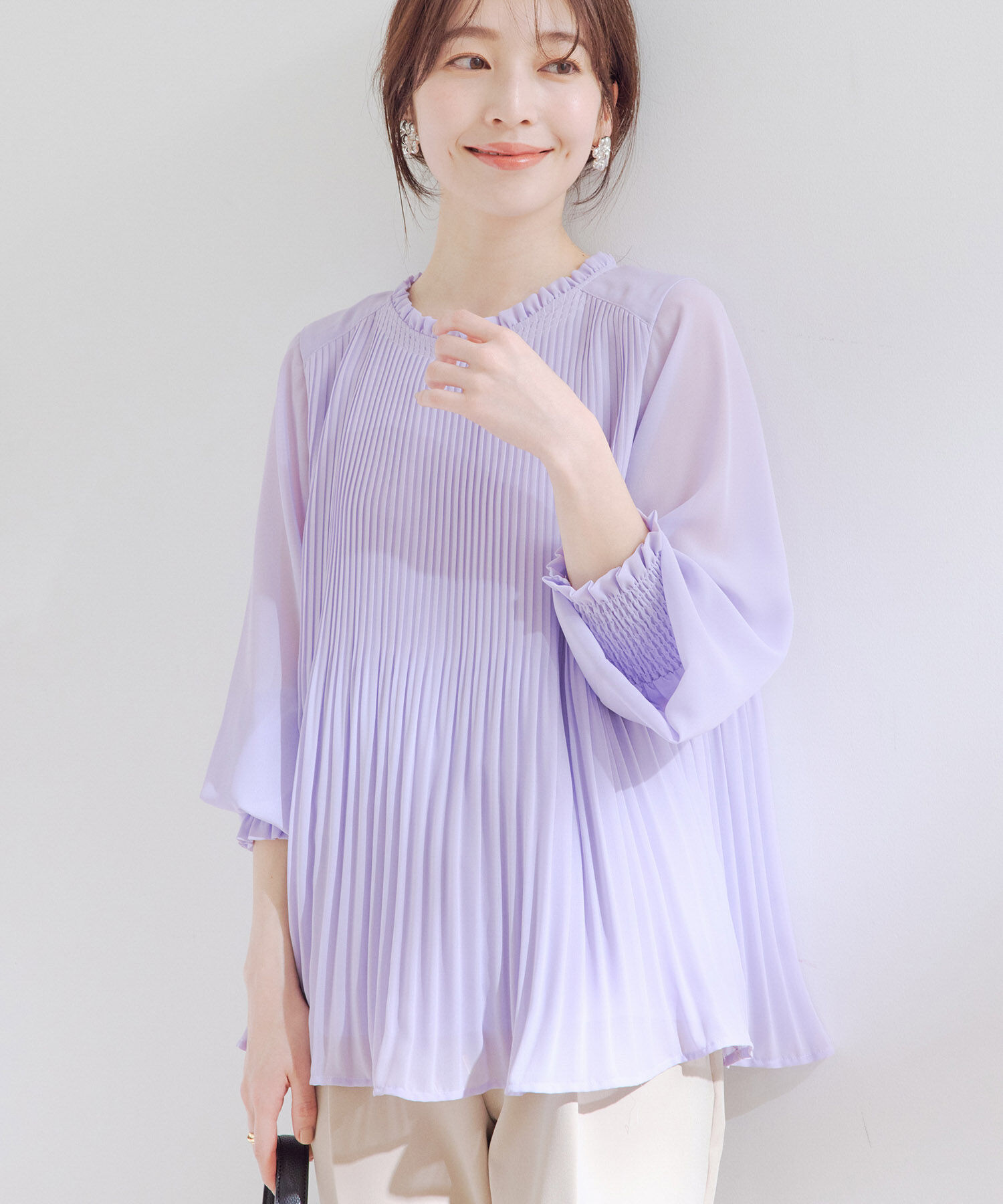 VIS「【洗える】シフォンプリーツブラウス」|シャツ・ブラウス|ラベンダー(52)