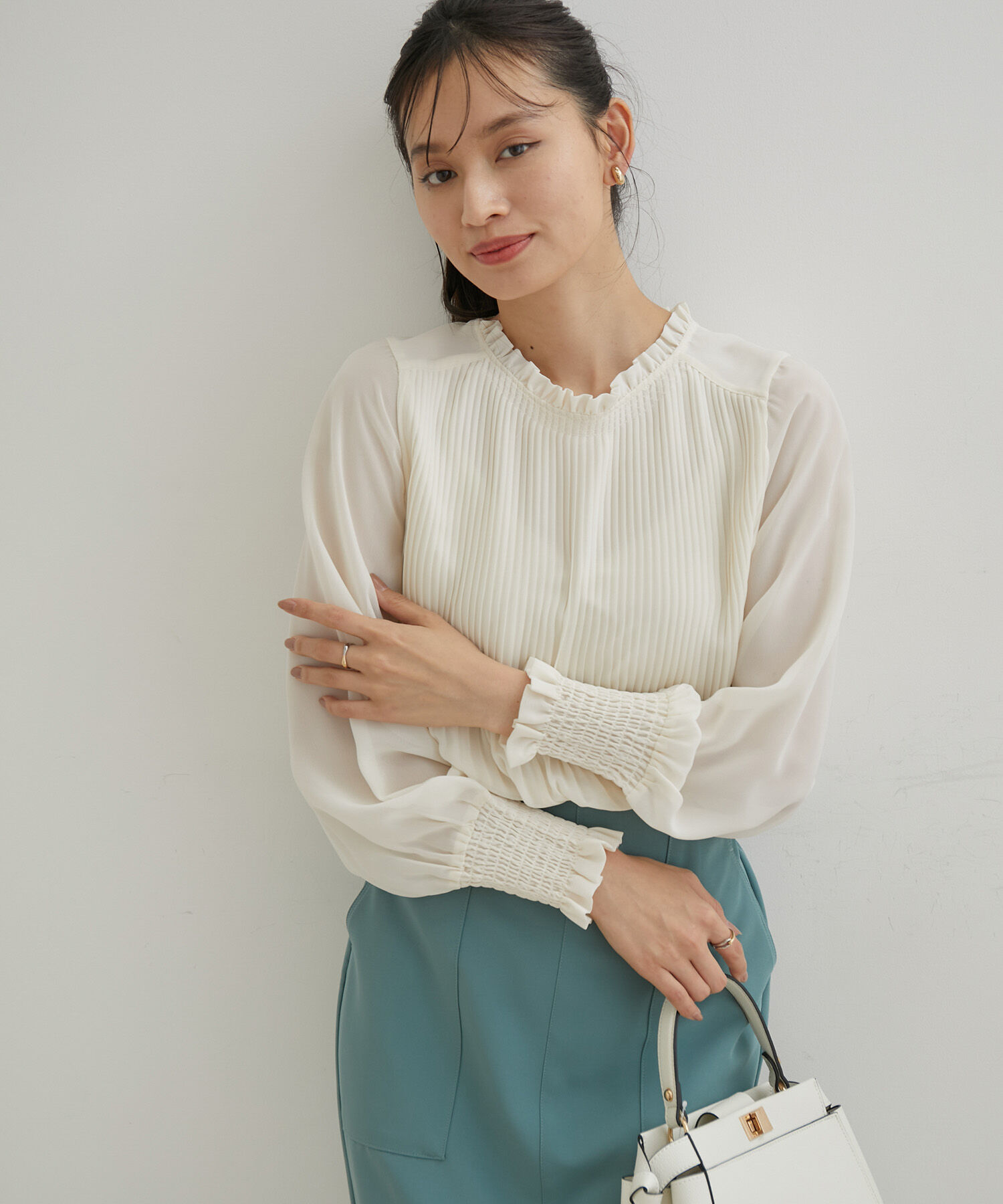 VIS「【洗える】シフォンプリーツブラウス」|シャツ・ブラウス|