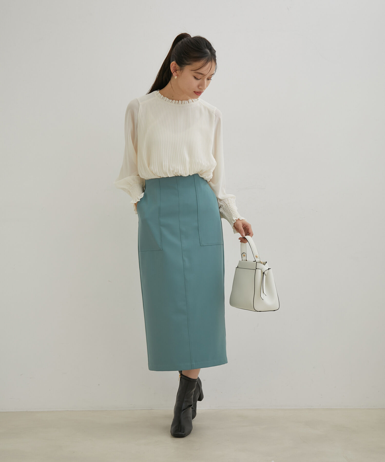 VIS「【洗える】シフォンプリーツブラウス」|シャツ・ブラウス|