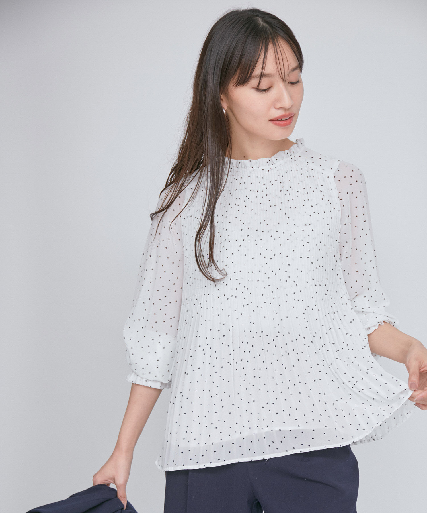 VIS「【洗える】シフォンプリーツブラウス」|シャツ・ブラウス|