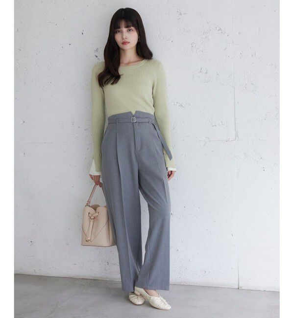 VIS「Hot Beautyベルテッドスリムストレートパンツ/イージーケア」|チノ|