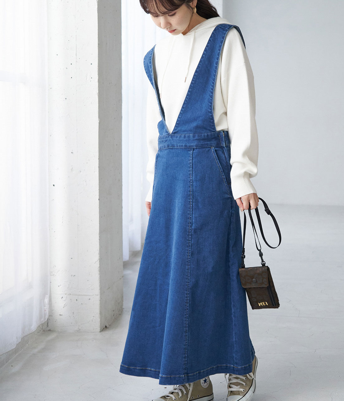 Rope&rsquo;Picnic「【WEB限定36サイズ】ストレッチデニムジャンパースカート」|ジャンパースカート|ネイビー系(43)