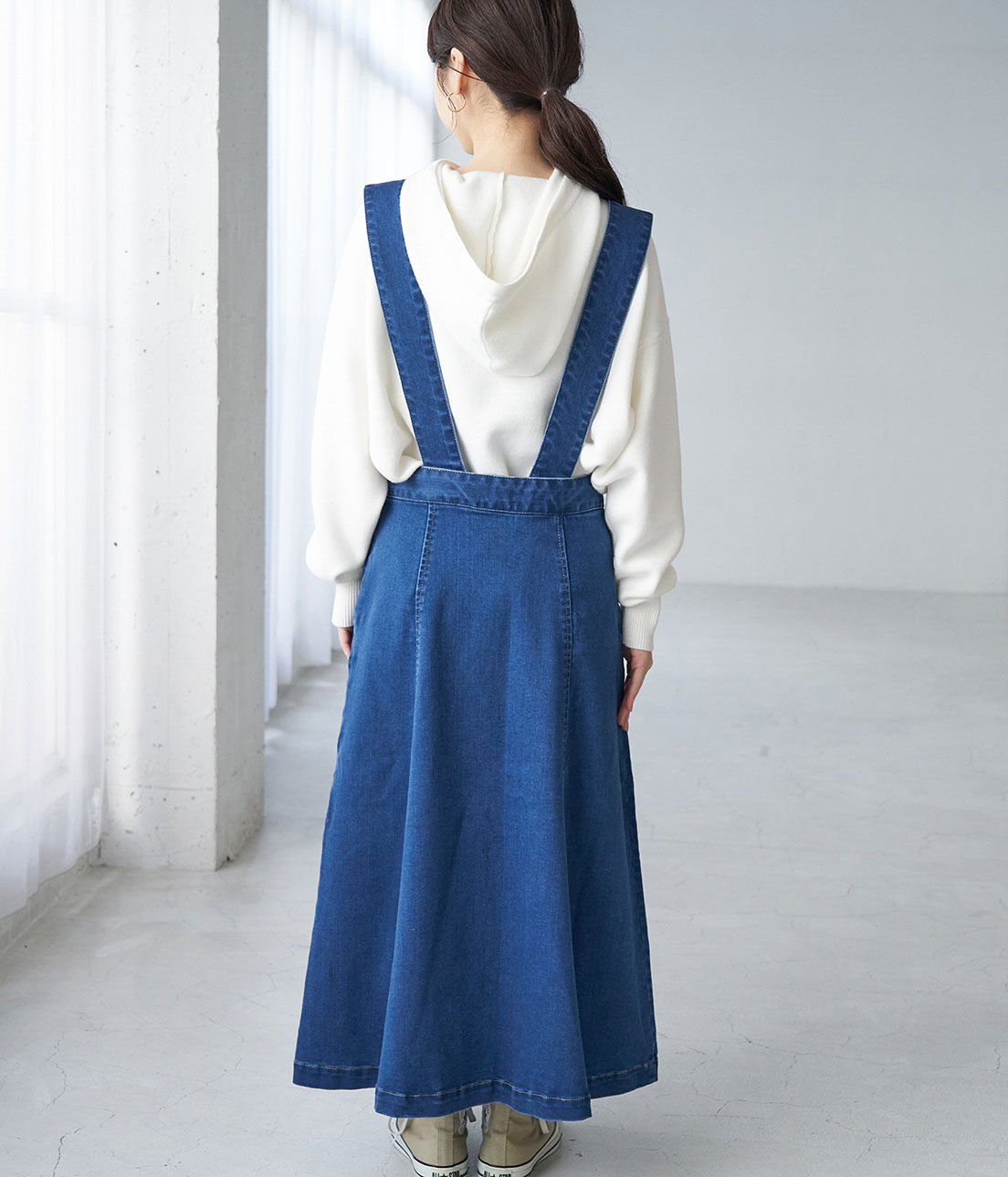 Rope&rsquo;Picnic「【WEB限定36サイズ】ストレッチデニムジャンパースカート」|ジャンパースカート|