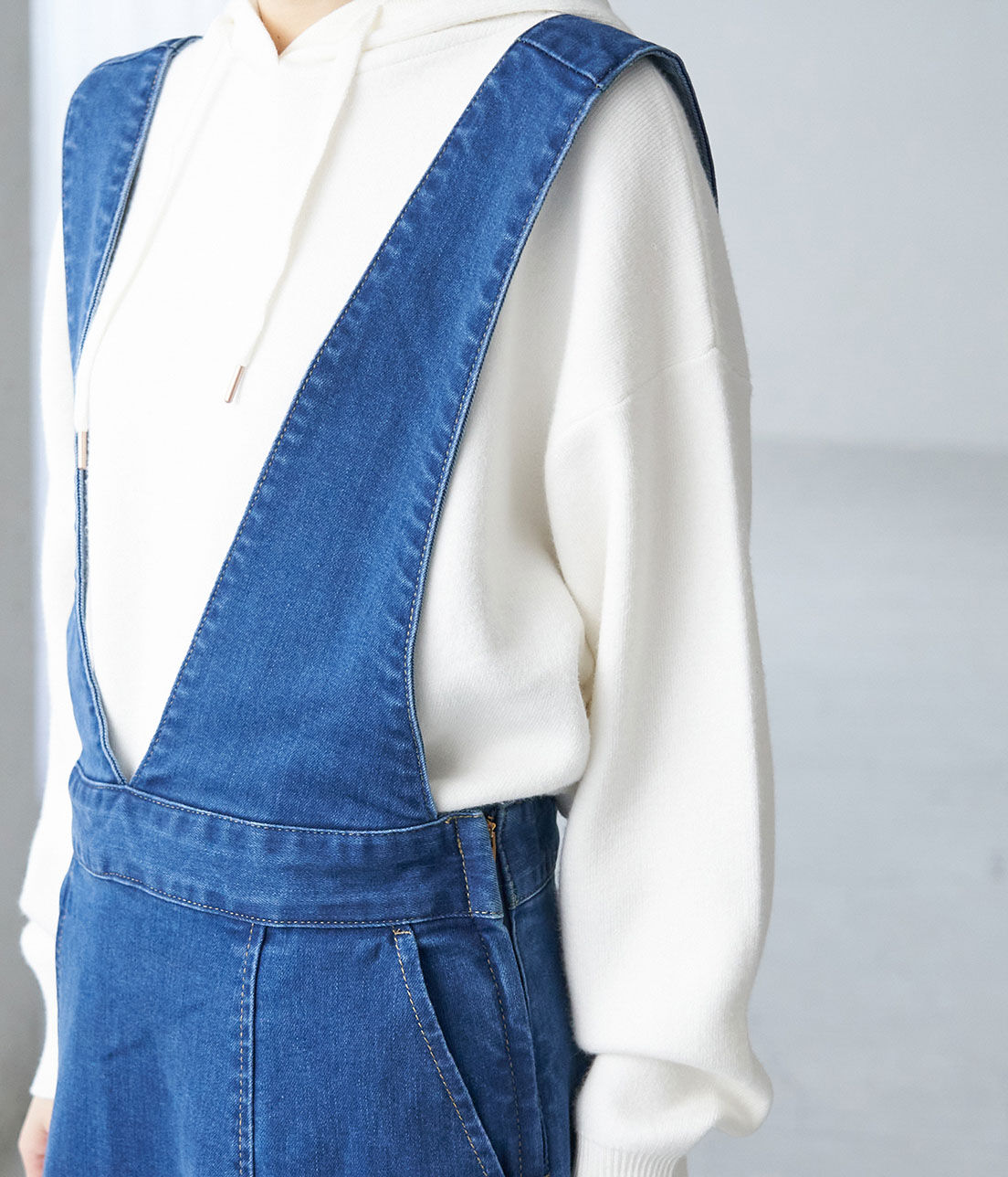 Rope&rsquo;Picnic「【WEB限定36サイズ】ストレッチデニムジャンパースカート」|ジャンパースカート|