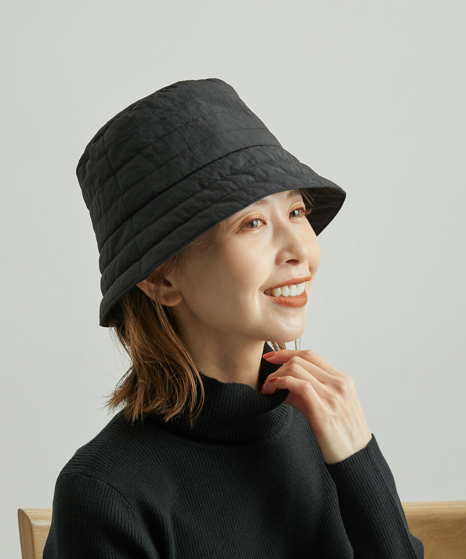 ROPE PICNIC PASSAGE「ナイロンキルティングハット」|ハット|ブラック(01)