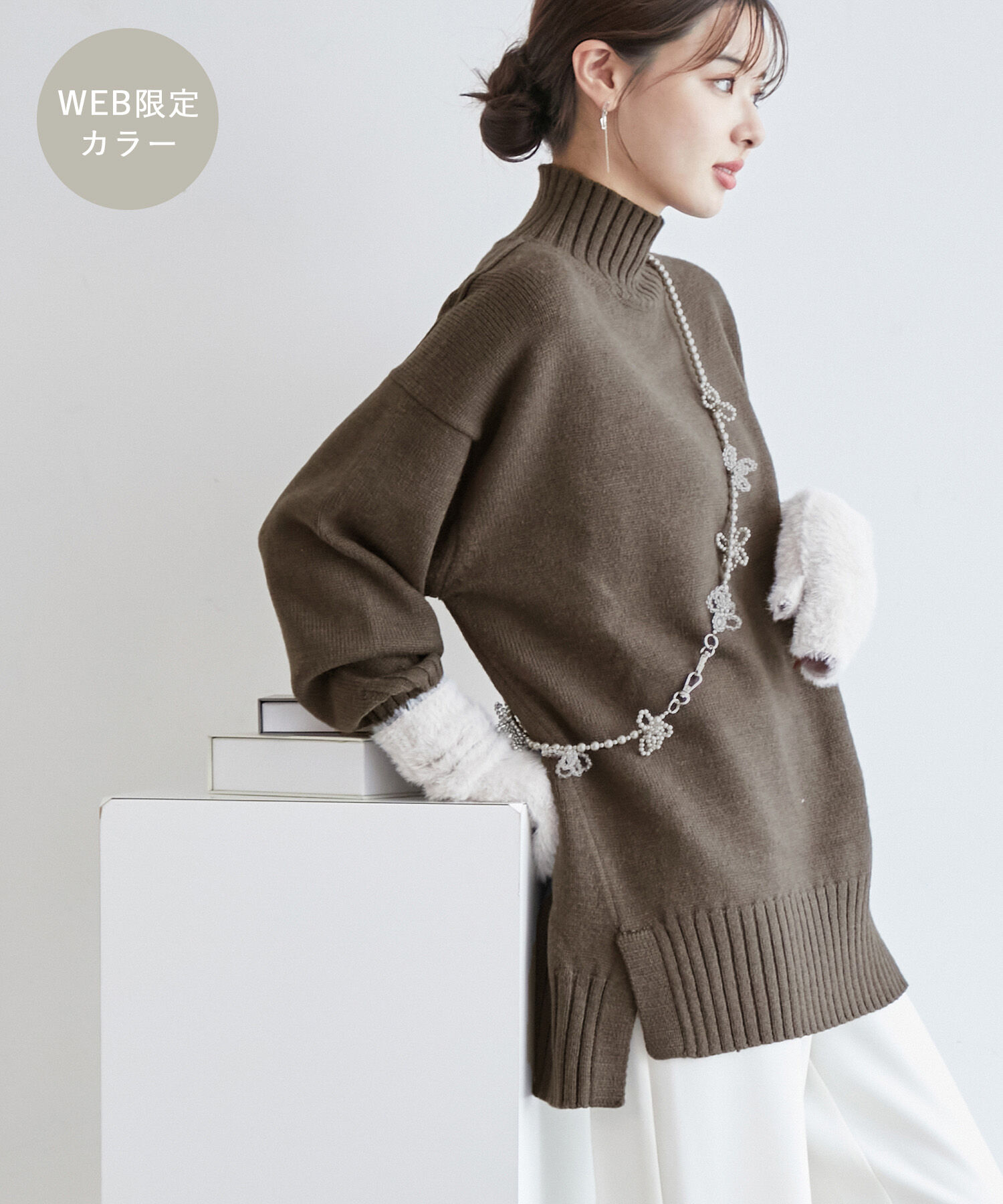 Rope&rsquo;Picnic「【シリーズ累計23万枚突破】サイドスリットニットプルオーバー/リンクコーデ」|ニット・セーター|ダークブラウン(20)