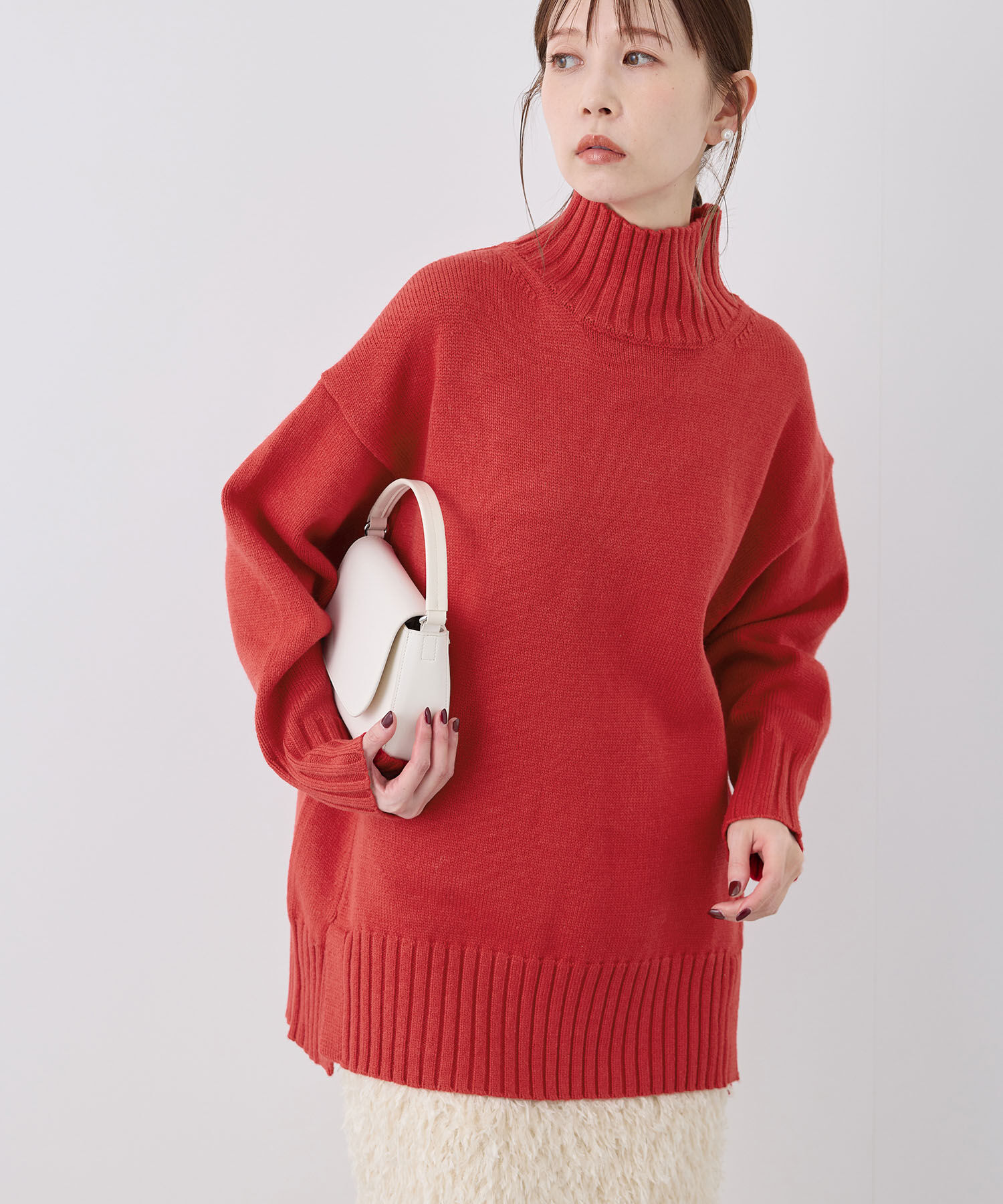 Rope&rsquo;Picnic「【シリーズ累計23万枚突破】サイドスリットニットプルオーバー/リンクコーデ」|ニット・セーター|レッド(60)