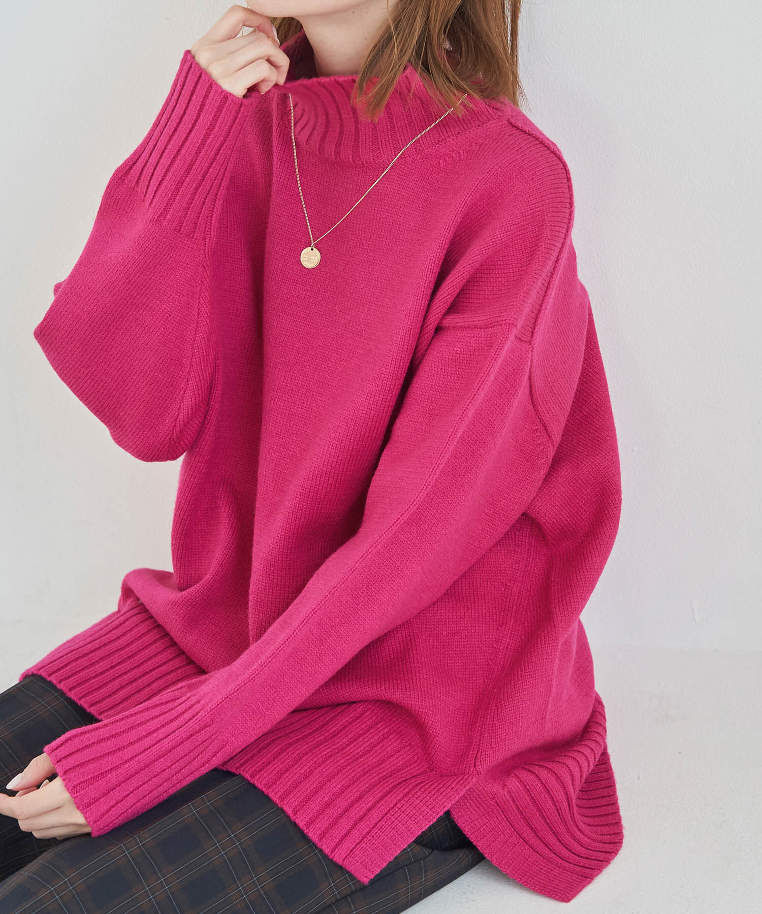 Rope&rsquo;Picnic「【シリーズ累計23万枚突破】サイドスリットニットプルオーバー/リンクコーデ」|ニット・セーター|ピンク系(65)