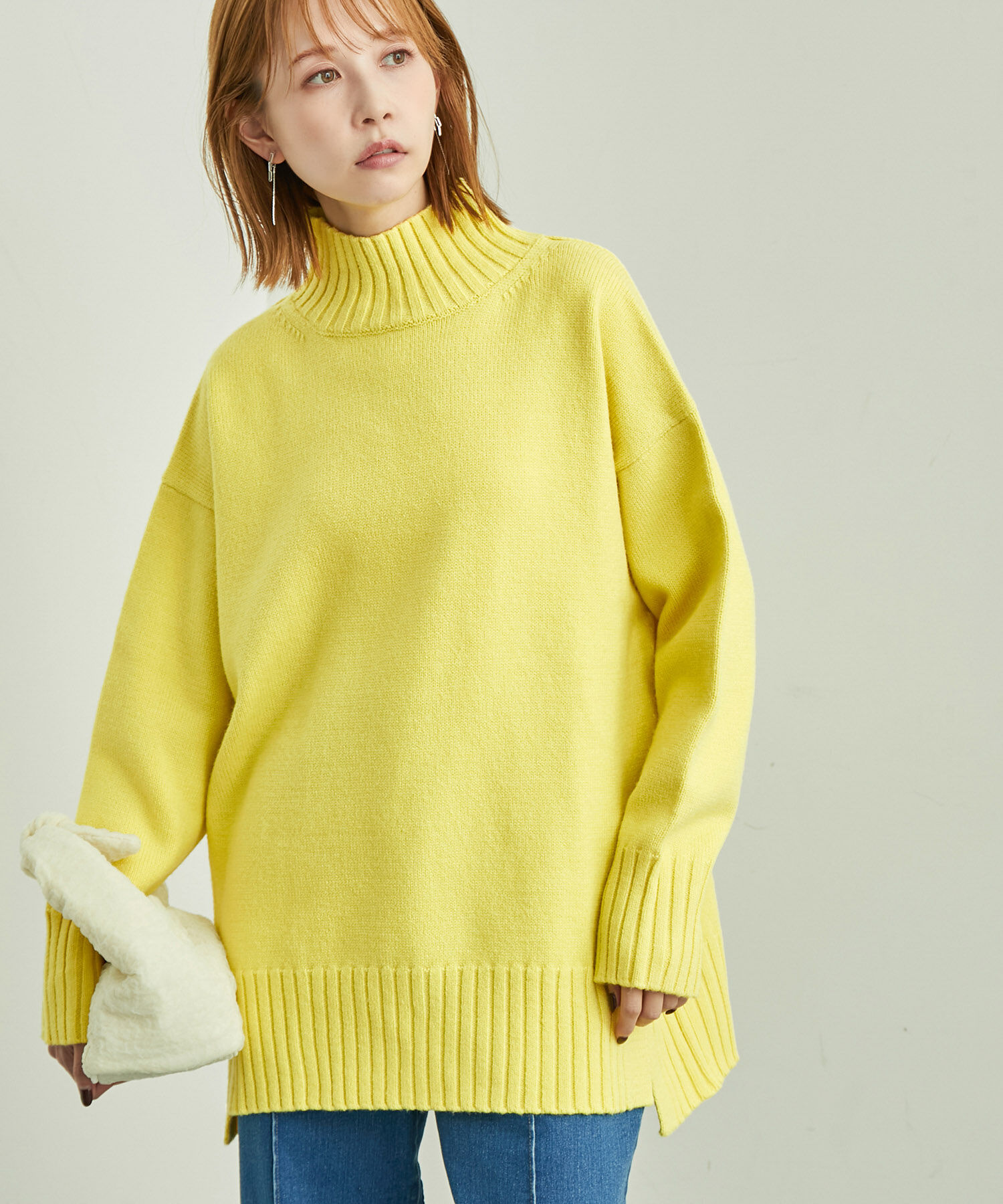 Rope&rsquo;Picnic「【シリーズ累計23万枚突破】サイドスリットニットプルオーバー/リンクコーデ」|ニット・セーター|イエロー(80)