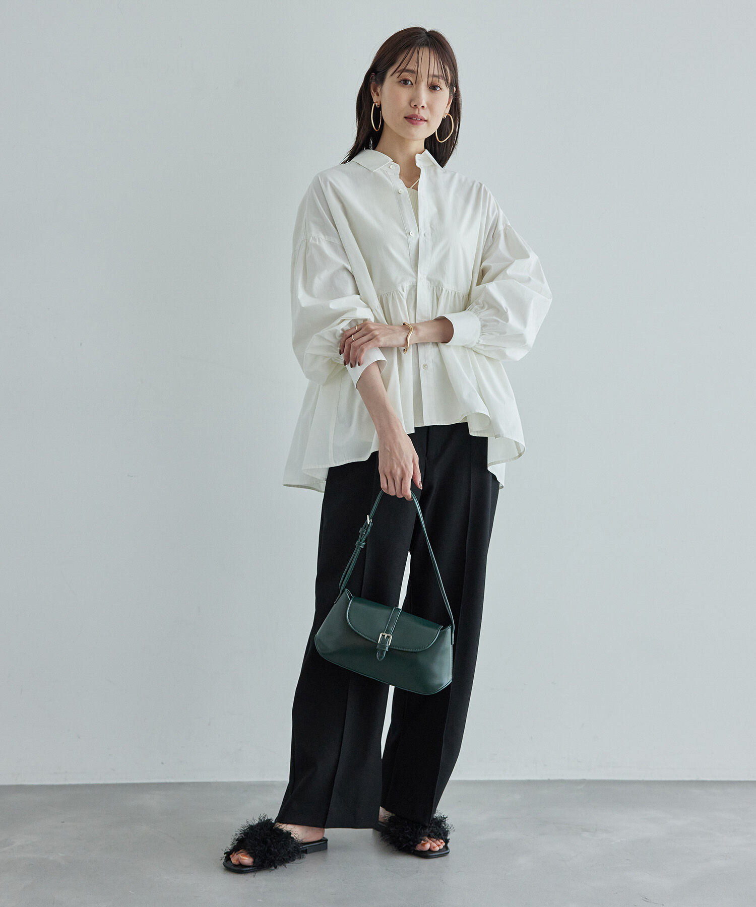 Rope&rsquo;Picnic「ウールライクサージワイドパンツ/セットアップ対応・リンクコーデ」|チノ|