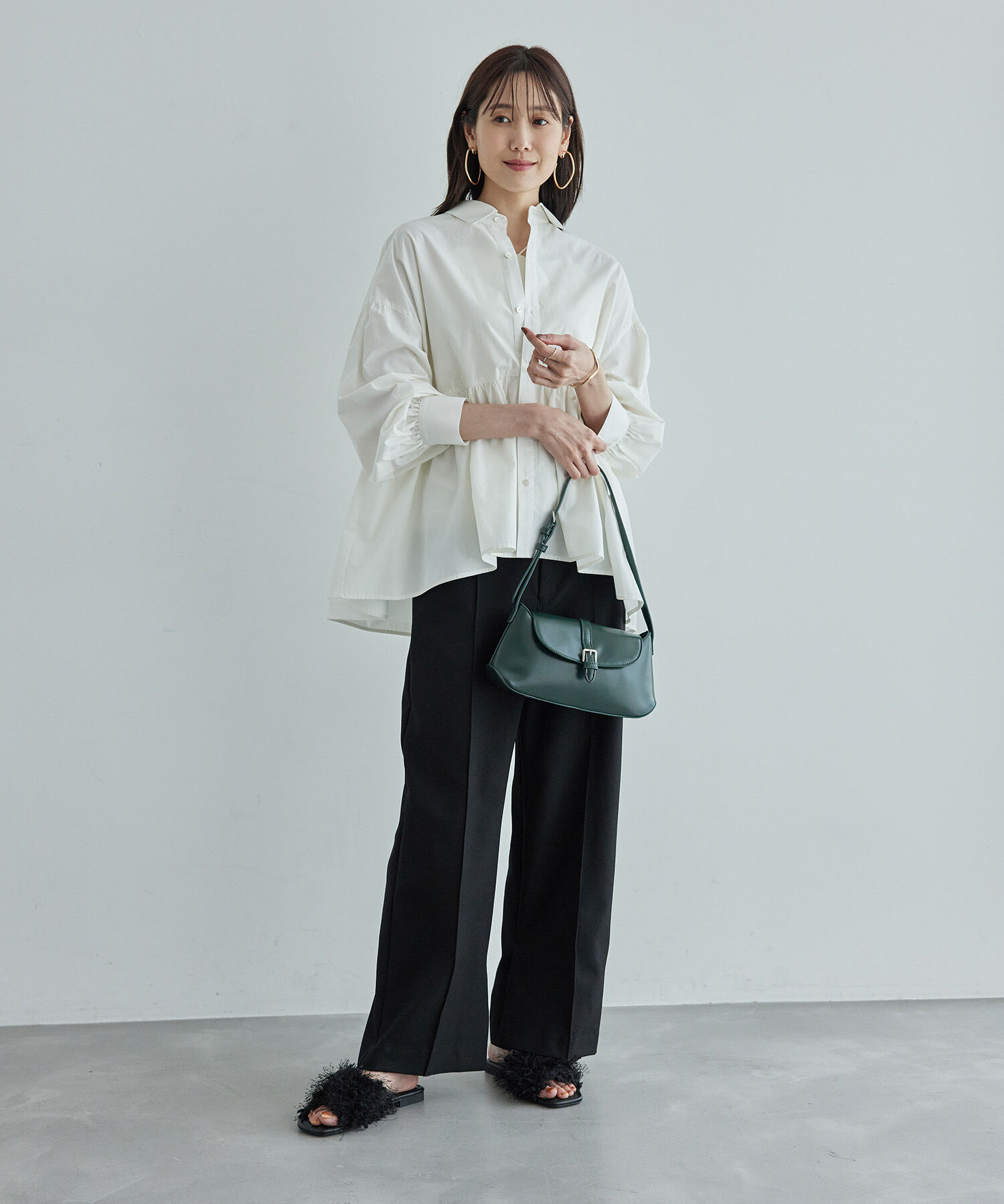 Rope&rsquo;Picnic「ウールライクサージワイドパンツ/セットアップ対応・リンクコーデ」|チノ|