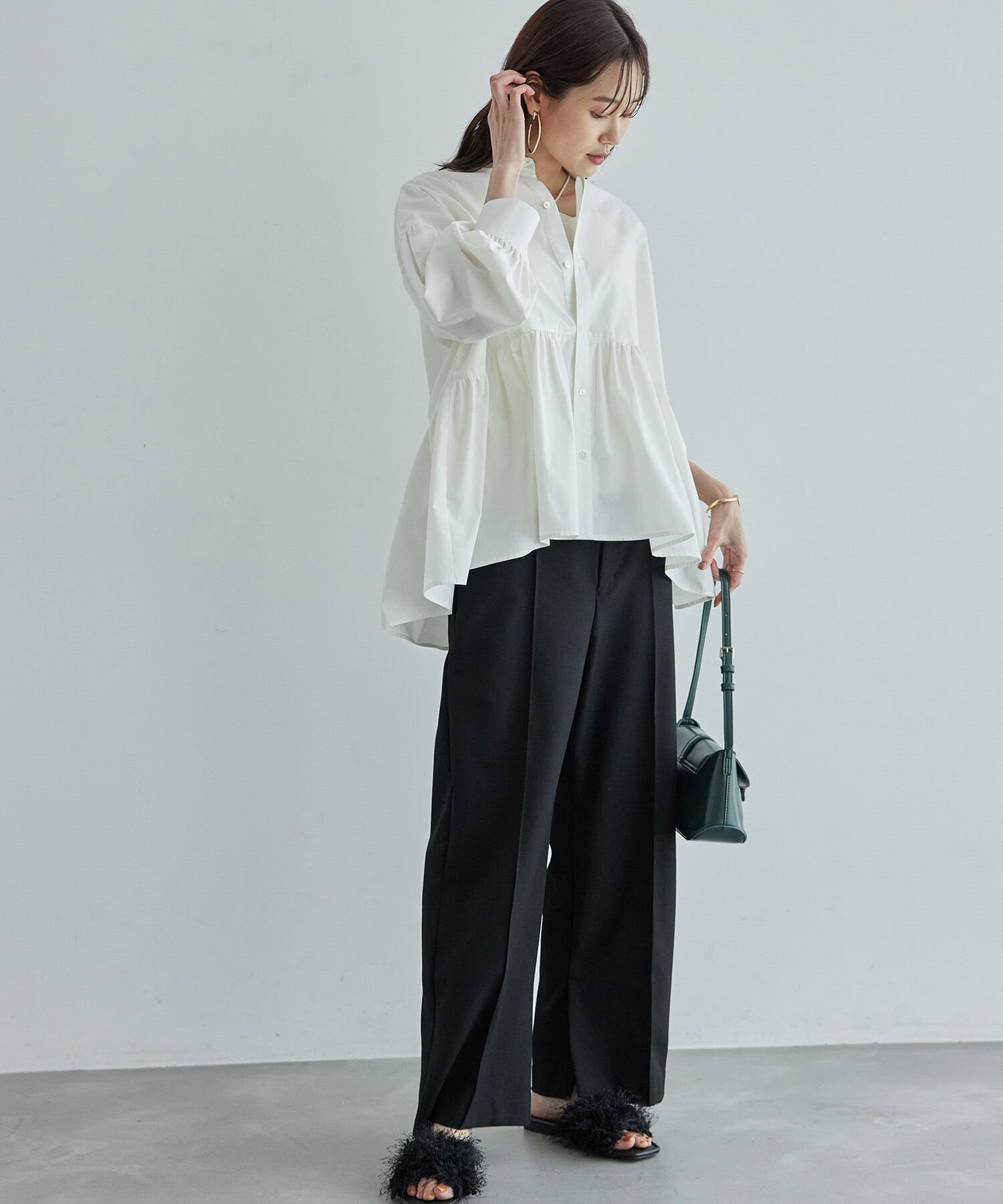 Rope&rsquo;Picnic「ウールライクサージワイドパンツ/セットアップ対応・リンクコーデ」|チノ|