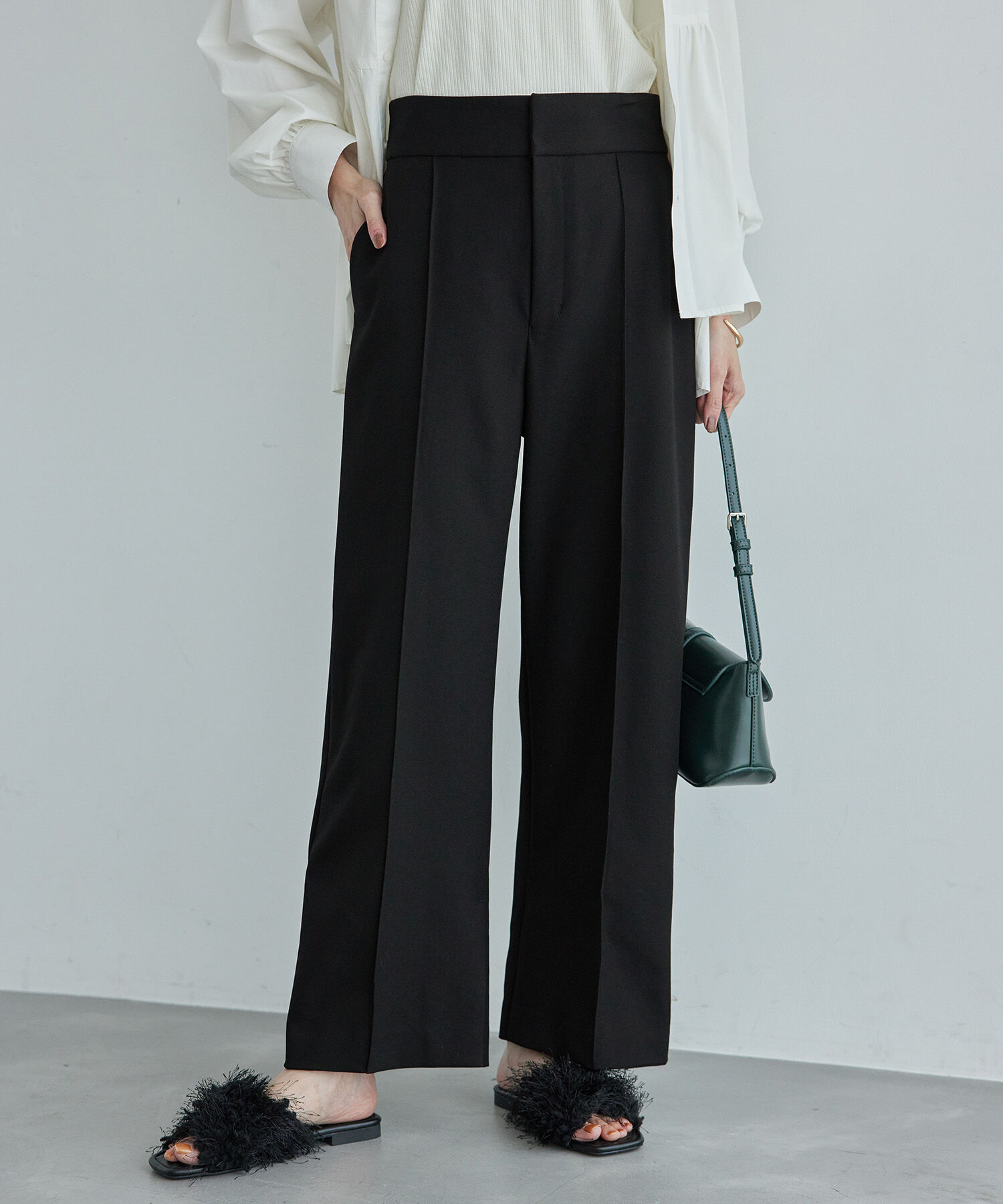 Rope&rsquo;Picnic「ウールライクサージワイドパンツ/セットアップ対応・リンクコーデ」|チノ|