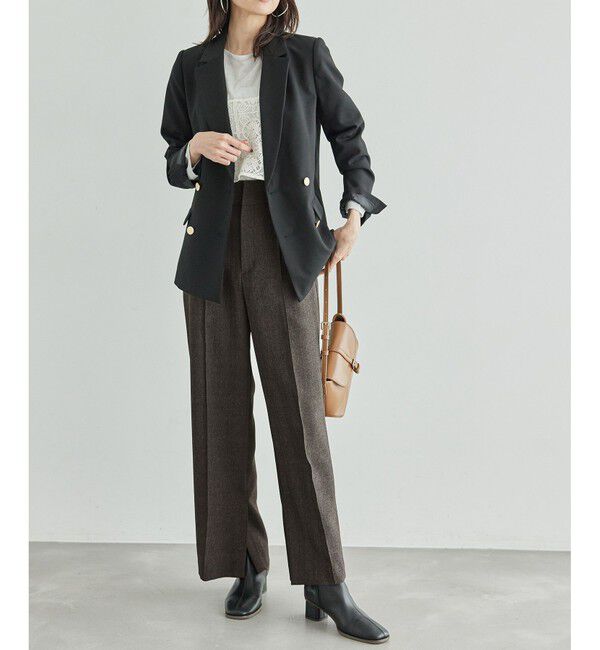 Rope&rsquo;Picnic「ウールライクサージワイドパンツ/セットアップ対応・リンクコーデ」|チノ|