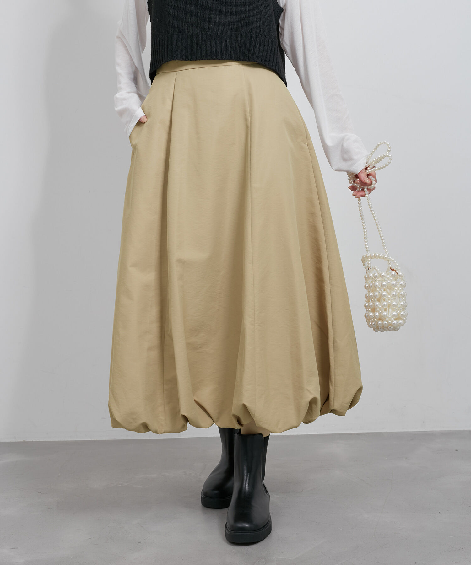 Rope&rsquo;Picnic「バルーンギャザースカート/撥水加工」|スカート|キャメル(25)