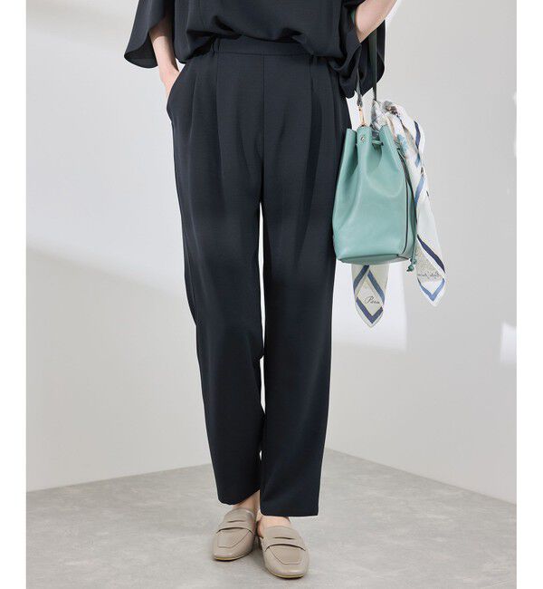 Rope&rsquo;Picnic「【イージーケア】ジョーゼットスラックスパンツ/セットアップ対応」|チノ|ネイビー(40)