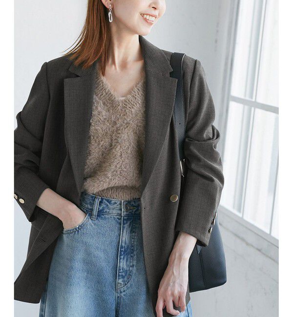 Rope&rsquo;Picnic「【WEB限定・ミドル丈】レディハンサムシリーズ ウールライク金ボタンジャケット(半裏地)/通勤対応」|テーラードジャケット|