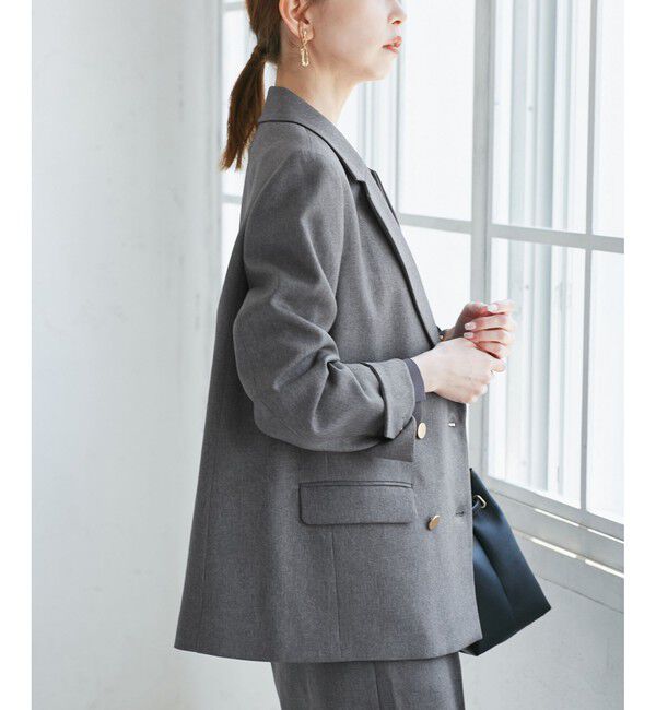 Rope&rsquo;Picnic「【WEB限定・ミドル丈】レディハンサムシリーズ ウールライク金ボタンジャケット(半裏地)/通勤対応」|テーラードジャケット|