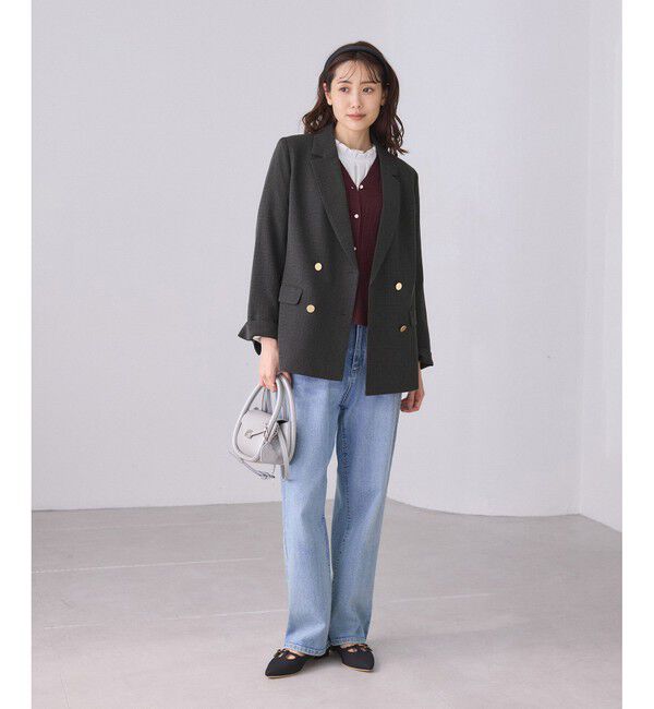 Rope&rsquo;Picnic「【WEB限定】レディハンサムシリーズ ウールライク金ボタンミドル丈ジャケット(総裏地)」|テーラードジャケット|
