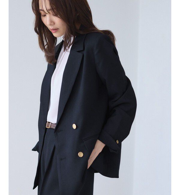 Rope&rsquo;Picnic「【WEB限定】レディハンサムシリーズ ウールライク金ボタンミドル丈ジャケット(総裏地)」|テーラードジャケット|
