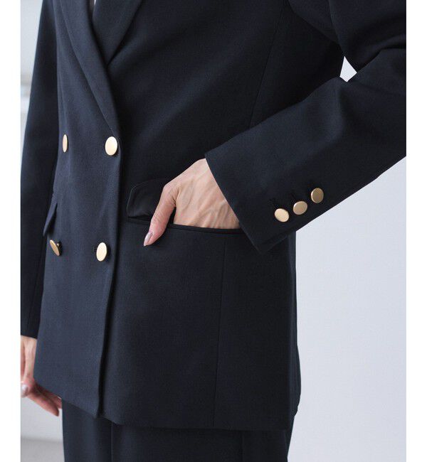 Rope&rsquo;Picnic「【WEB限定】レディハンサムシリーズ ウールライク金ボタンミドル丈ジャケット(総裏地)」|テーラードジャケット|