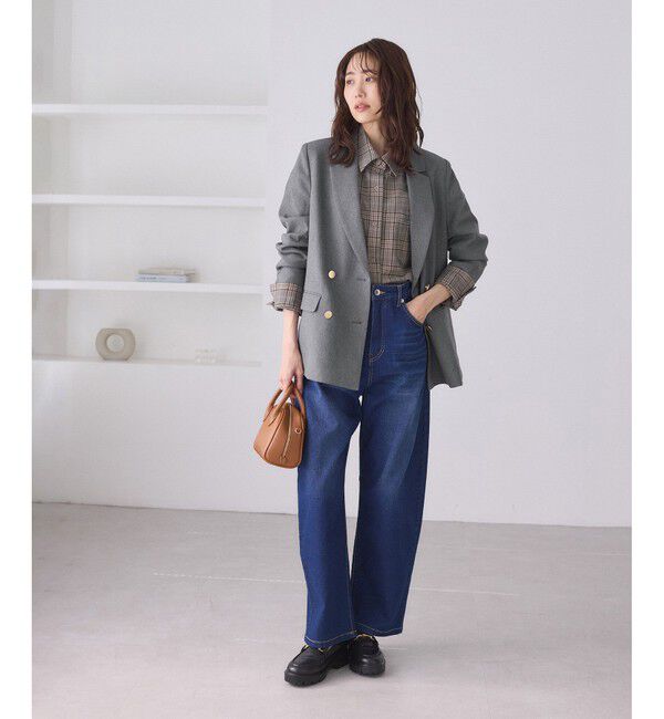 Rope&rsquo;Picnic「【WEB限定】レディハンサムシリーズ ウールライク金ボタンミドル丈ジャケット(総裏地)」|テーラードジャケット|