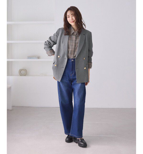 Rope&rsquo;Picnic「【WEB限定】レディハンサムシリーズ ウールライク金ボタンミドル丈ジャケット(総裏地)」|テーラードジャケット|