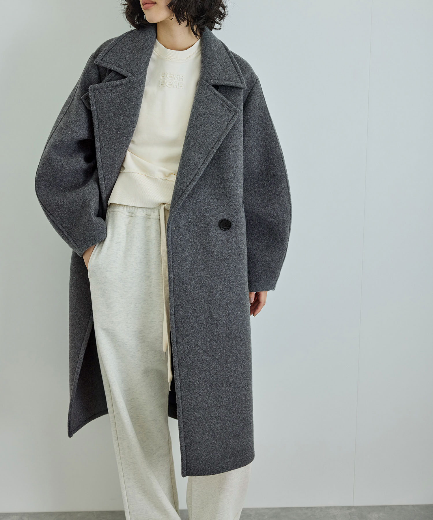 ADAM ET ROPE'「ウールボンディングロングコート」|ステンカラーコート|