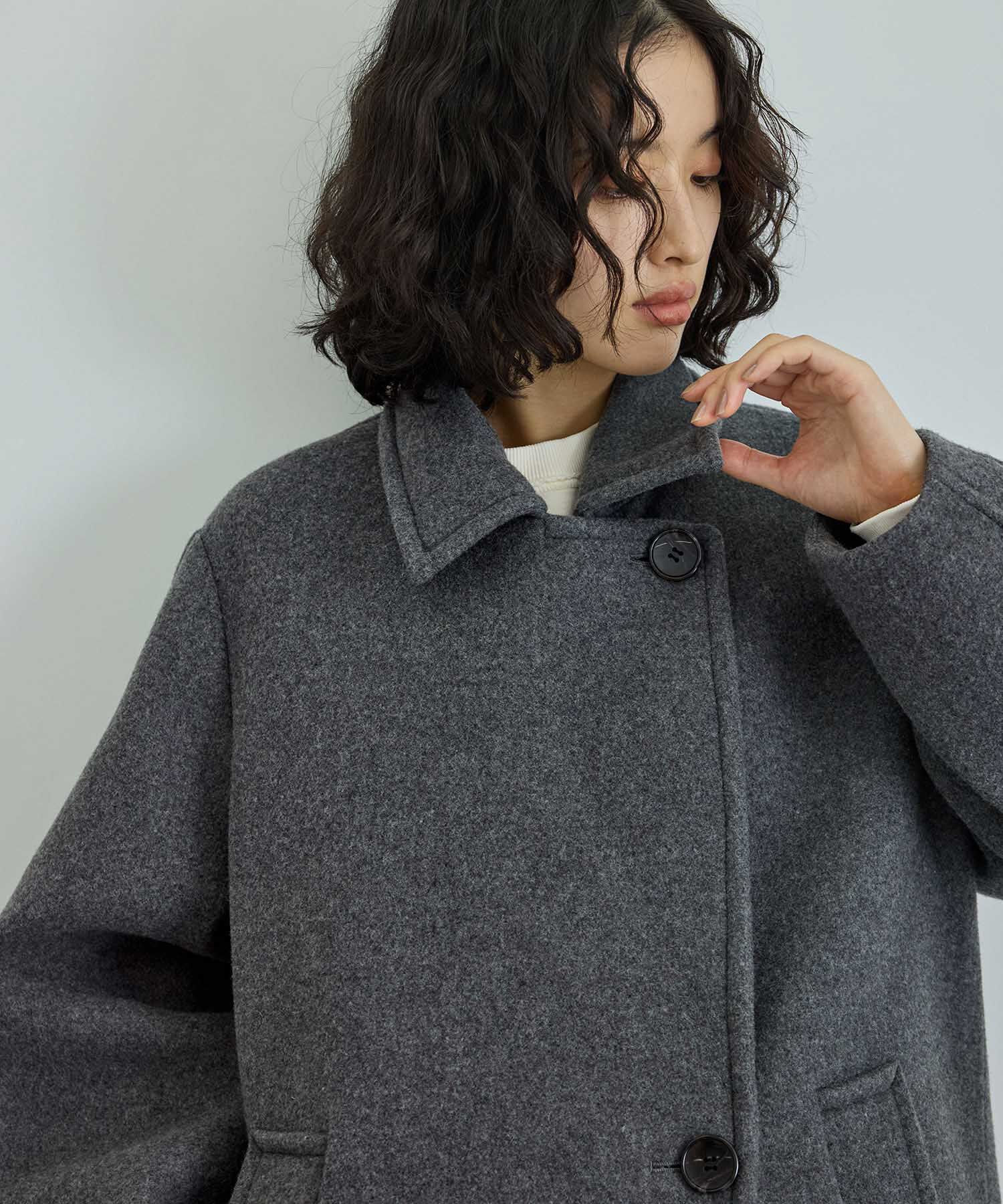 ADAM ET ROPE'「ウールボンディングロングコート」|ステンカラーコート|