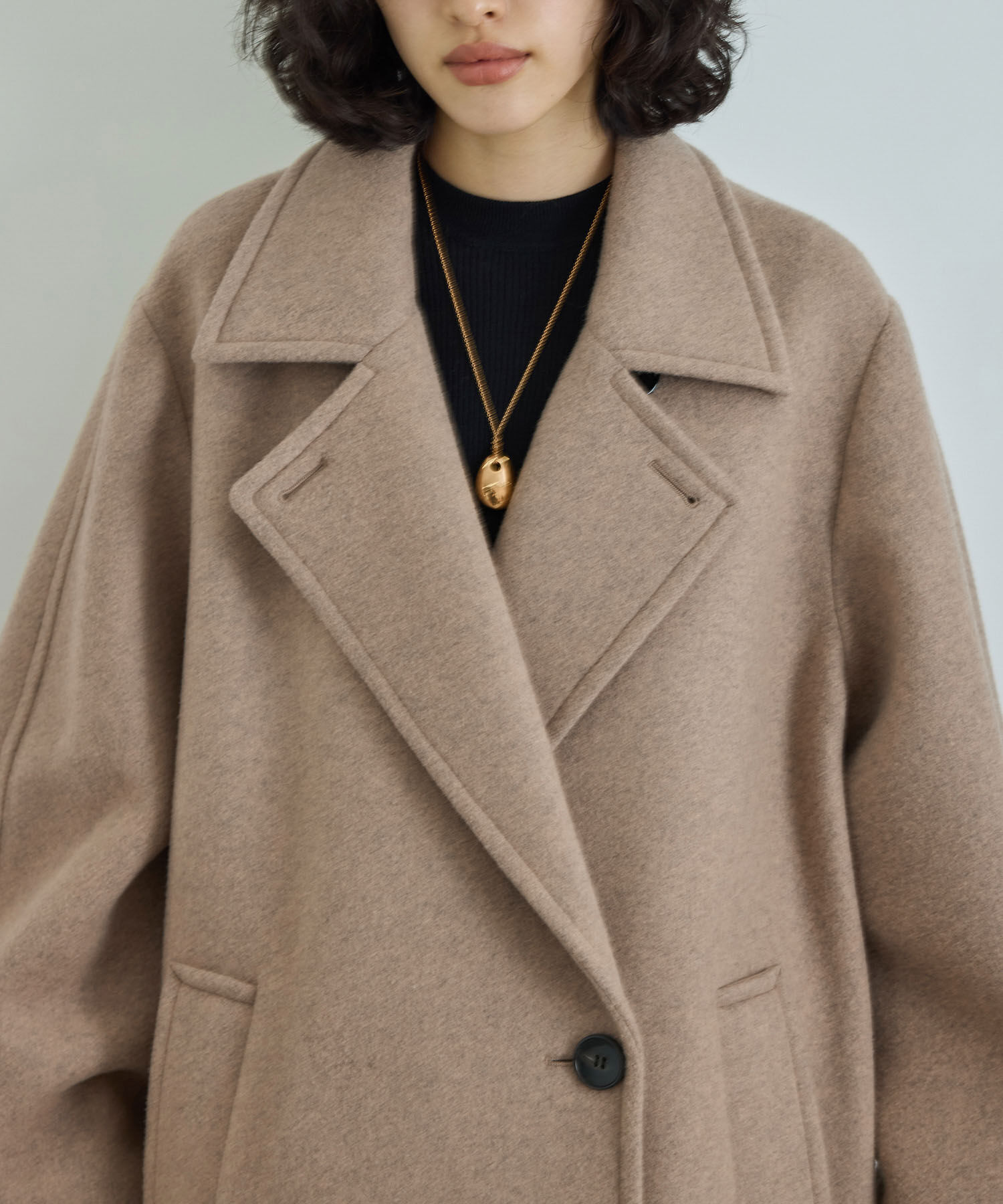 ADAM ET ROPE'「ウールボンディングロングコート」|ステンカラーコート|