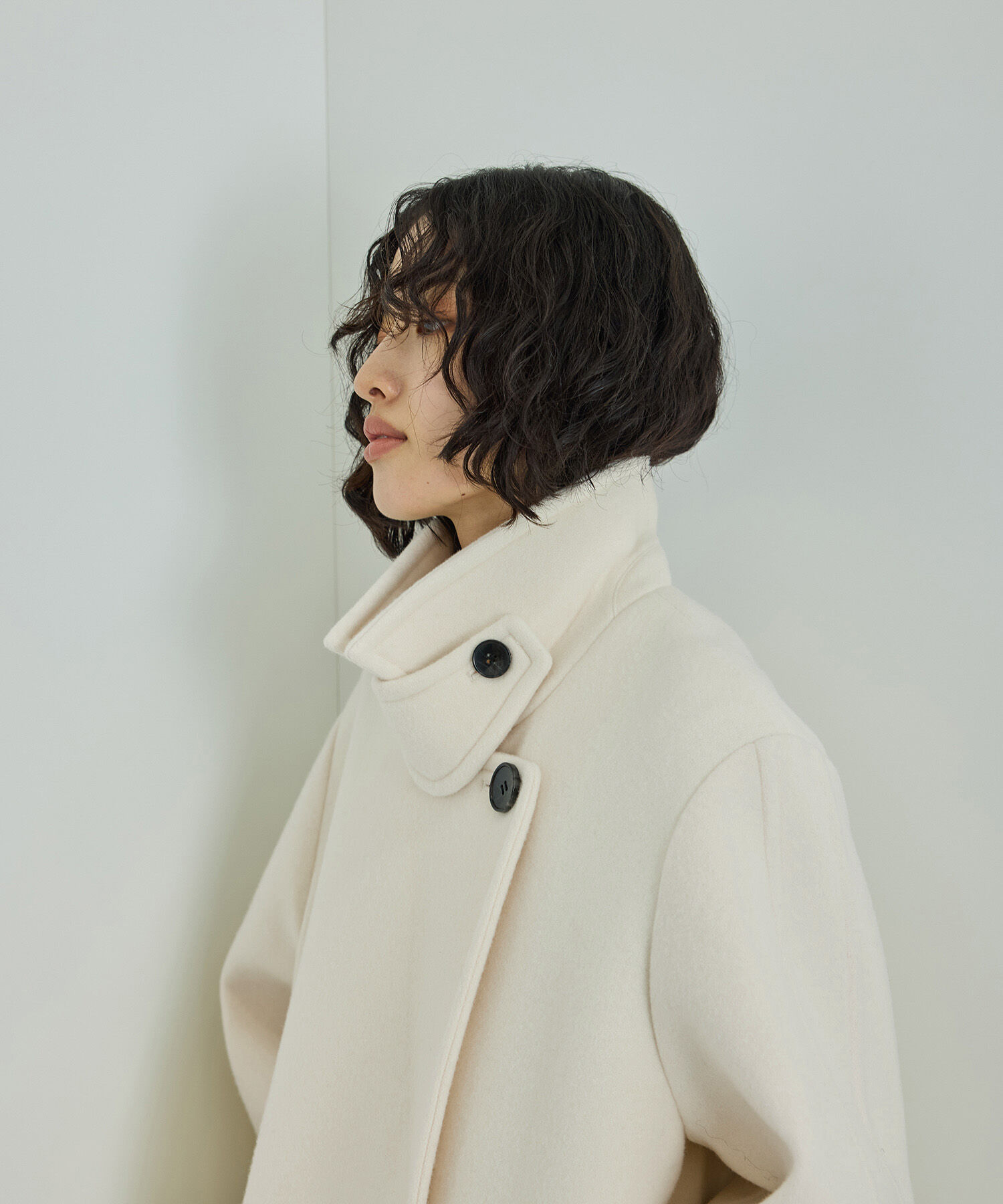 ADAM ET ROPE'「ウールボンディングロングコート」|ステンカラーコート|