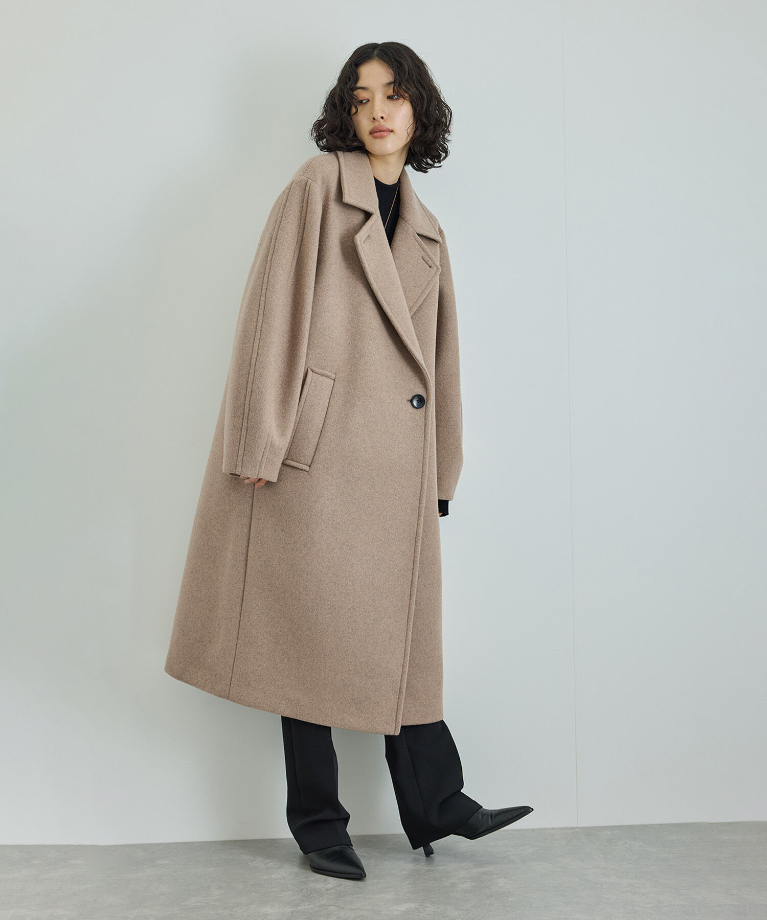 ADAM ET ROPE'「ウールボンディングロングコート」|ステンカラーコート|