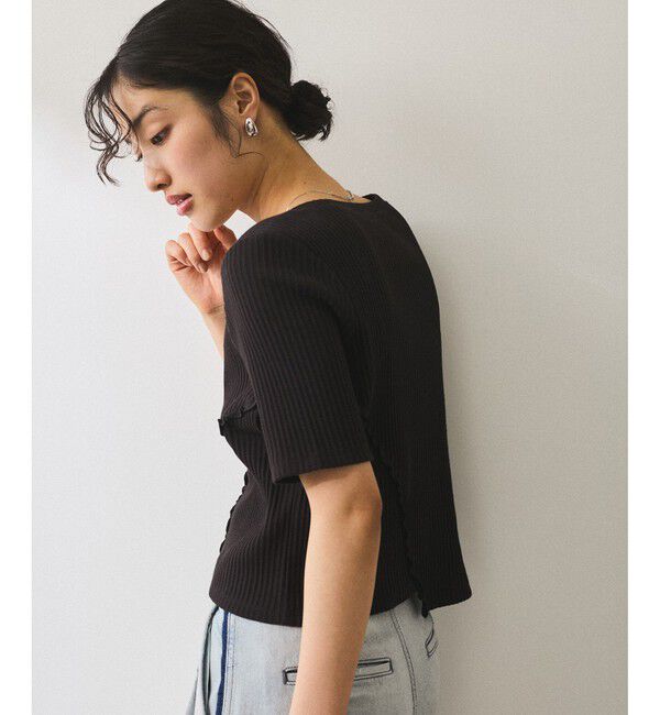 ADAM ET ROPE'「【WEB限定】アシンメトリーカッティングTシャツ」|Tシャツ・カットソー|