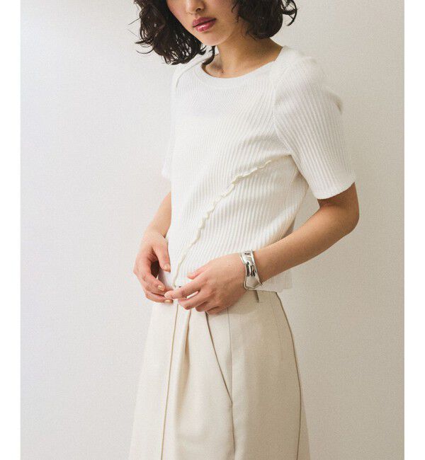 ADAM ET ROPE'「【WEB限定】アシンメトリーカッティングTシャツ」|Tシャツ・カットソー|