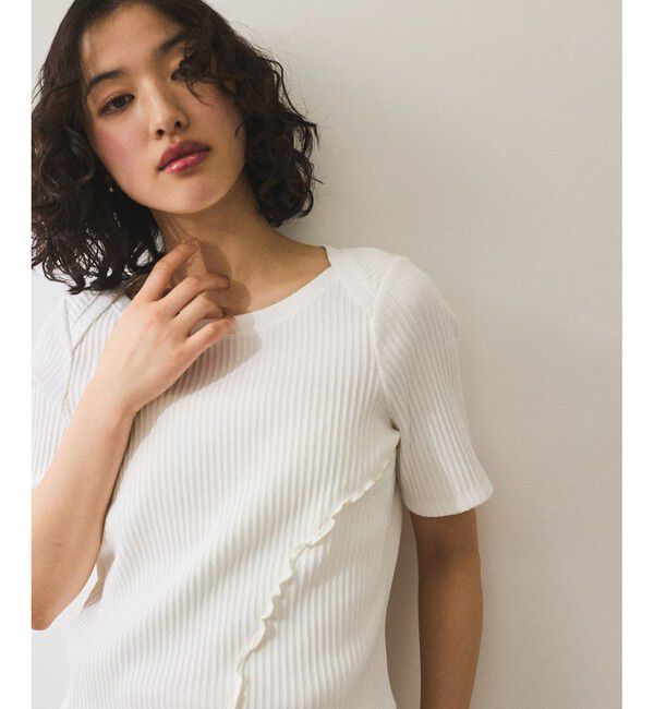 ADAM ET ROPE'「【WEB限定】アシンメトリーカッティングTシャツ」|Tシャツ・カットソー|