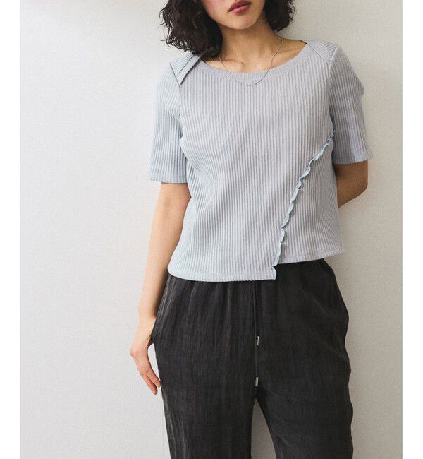 ADAM ET ROPE'「【WEB限定】アシンメトリーカッティングTシャツ」|Tシャツ・カットソー|ブルーサブ