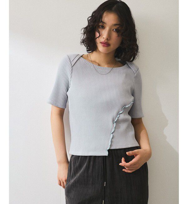 ADAM ET ROPE'「【WEB限定】アシンメトリーカッティングTシャツ」|Tシャツ・カットソー|