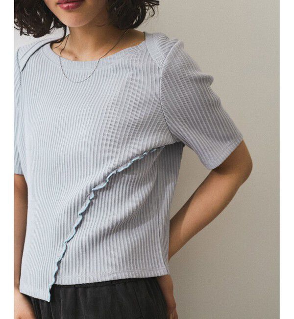 ADAM ET ROPE'「【WEB限定】アシンメトリーカッティングTシャツ」|Tシャツ・カットソー|