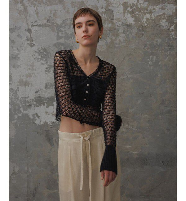 ADAM ET ROPE'「【EMOELLE】透かし編みカーディガン」|カーディガン|