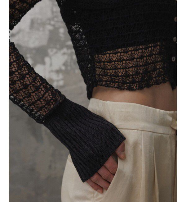 ADAM ET ROPE'「【EMOELLE】透かし編みカーディガン」|カーディガン|