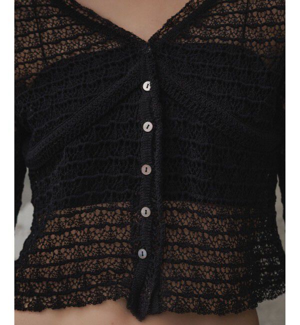 ADAM ET ROPE'「【EMOELLE】透かし編みカーディガン」|カーディガン|