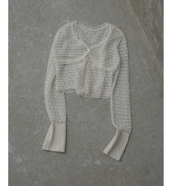 ADAM ET ROPE'「【EMOELLE】透かし編みカーディガン」|カーディガン|