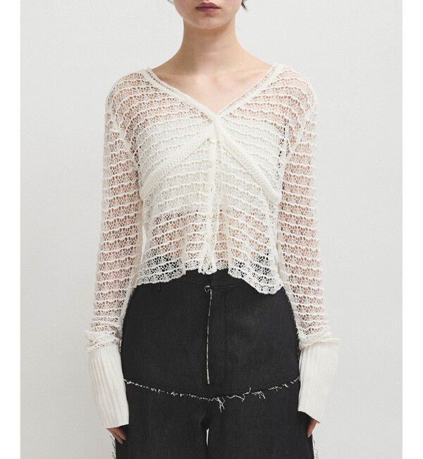 ADAM ET ROPE'「【EMOELLE】透かし編みカーディガン」|カーディガン|