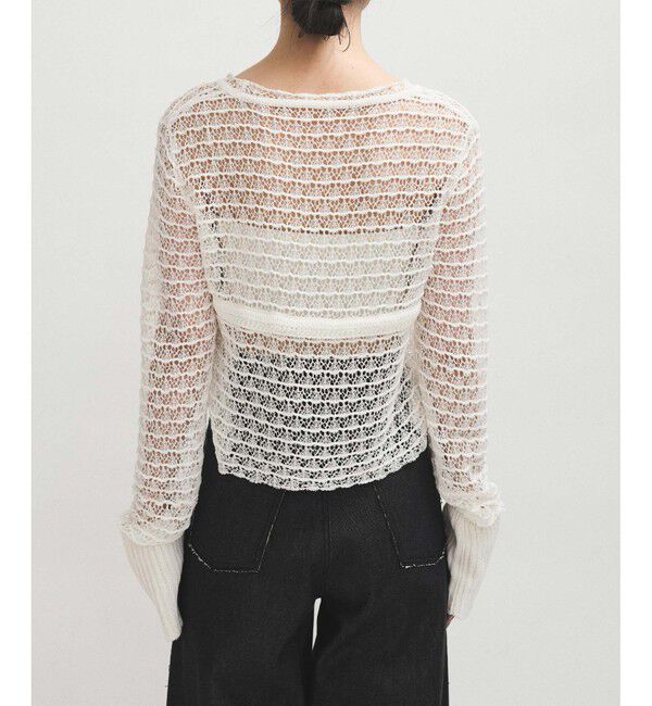 ADAM ET ROPE'「【EMOELLE】透かし編みカーディガン」|カーディガン|