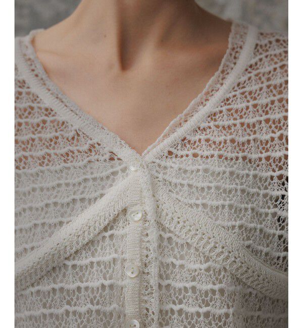 ADAM ET ROPE'「【EMOELLE】透かし編みカーディガン」|カーディガン|