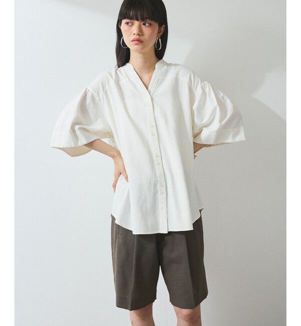 ADAM ET ROPE'「【WEB限定】リネン混フレアースリーブシャツ」|シャツ・ブラウス|ホワイト系(11)